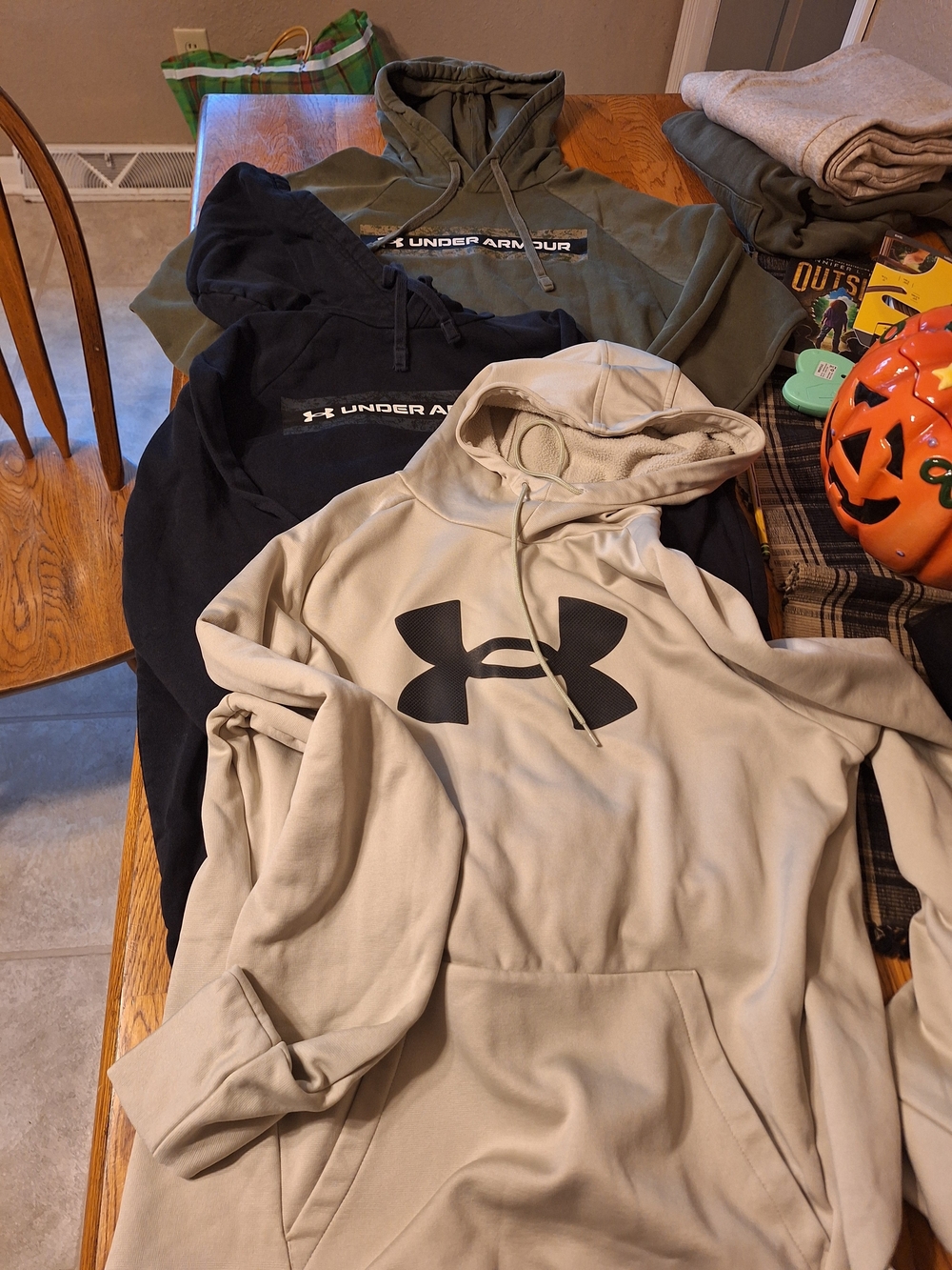 Under Armour Men’s Hooded Pullover Sweatshirt - Black, Olive, Cream